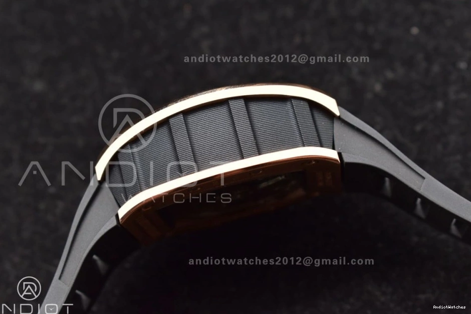 Strap Rubber Dial Best Chrono KVF RM011 1021 AllSeason Black A7750 RG on Black Edition Crystal V 1:1 1224